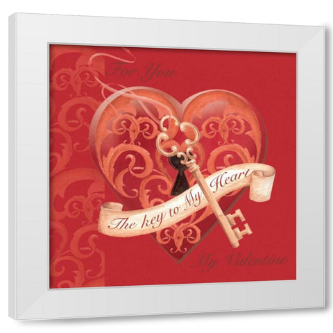 The Key to My Heart White Modern Wood Framed Art Print by P.S. Art Studios