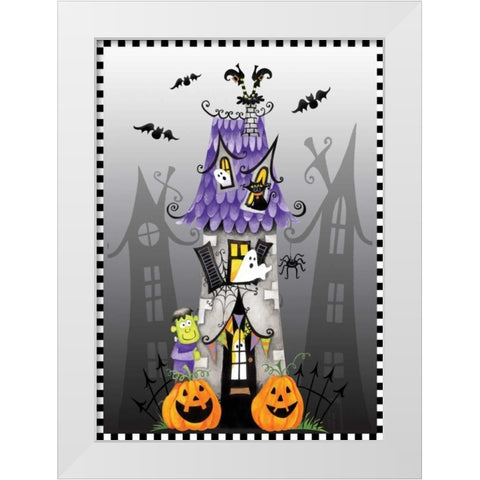 Haunted House White Modern Wood Framed Art Print by P.S. Art Studios