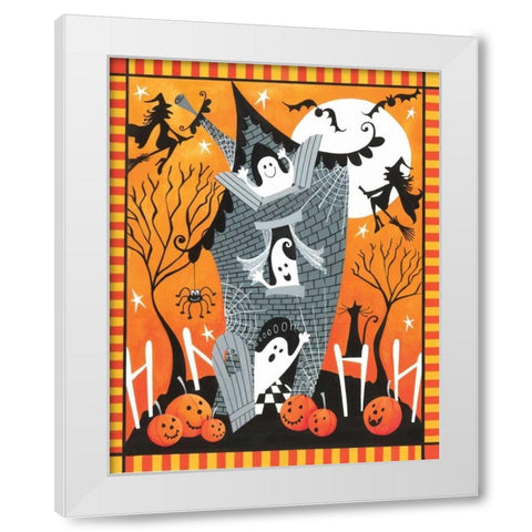 Haunted House Ghosts White Modern Wood Framed Art Print by P.S. Art Studios