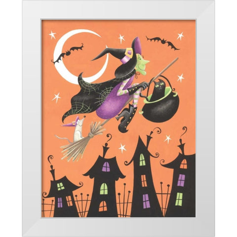 Halloween Witch White Modern Wood Framed Art Print by P.S. Art Studios