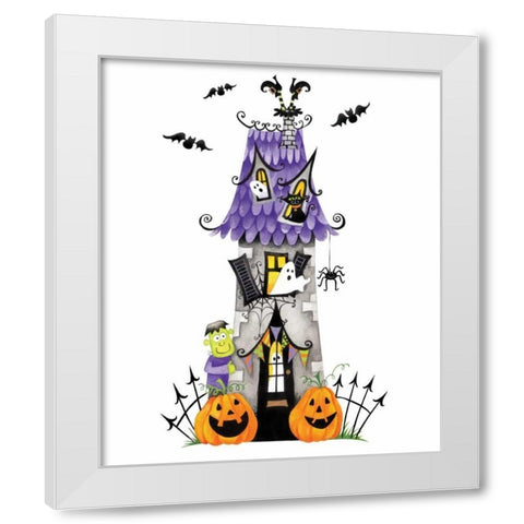 Haunted House White Modern Wood Framed Art Print by P.S. Art Studios