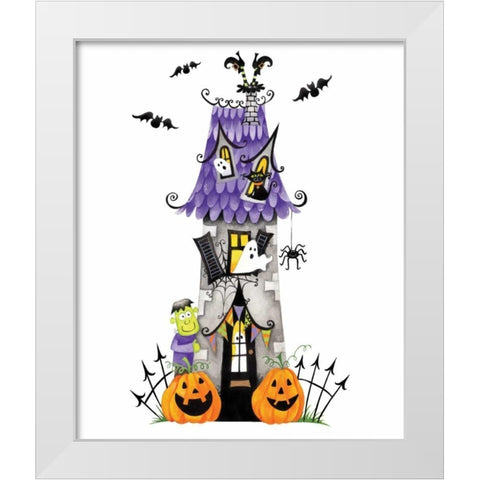Haunted House White Modern Wood Framed Art Print by P.S. Art Studios
