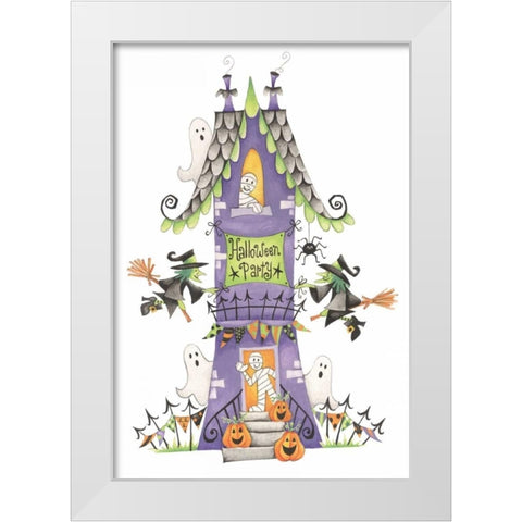 Halloween Party House White Modern Wood Framed Art Print by P.S. Art Studios