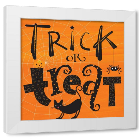 Trick or Treat White Modern Wood Framed Art Print by P.S. Art Studios