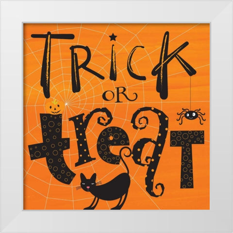 Trick or Treat White Modern Wood Framed Art Print by P.S. Art Studios
