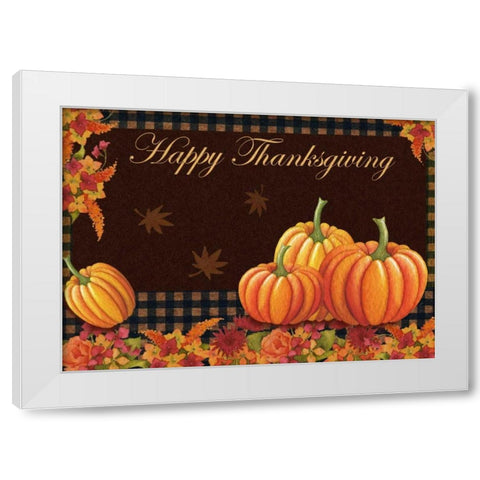 Happy Thanksgiving White Modern Wood Framed Art Print by P.S. Art Studios