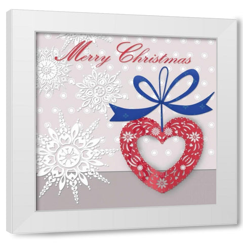 Merry Christmas White Modern Wood Framed Art Print by P.S. Art Studios