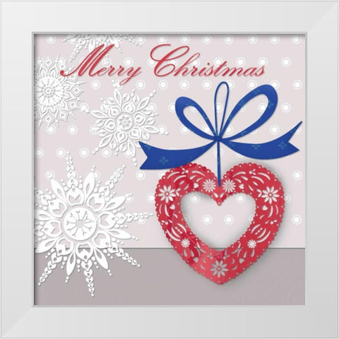 Merry Christmas White Modern Wood Framed Art Print by P.S. Art Studios