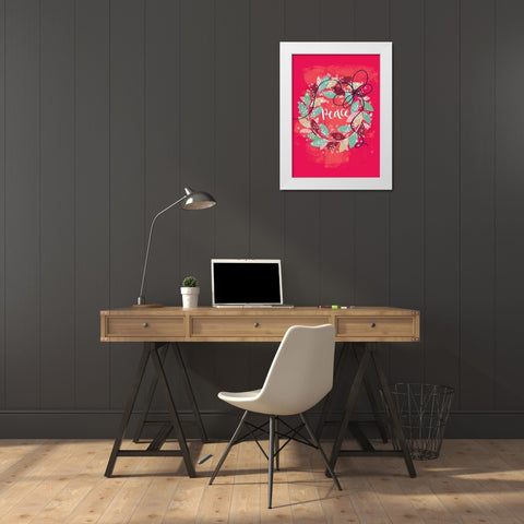 Peace Wreath White Modern Wood Framed Art Print by P.S. Art Studios