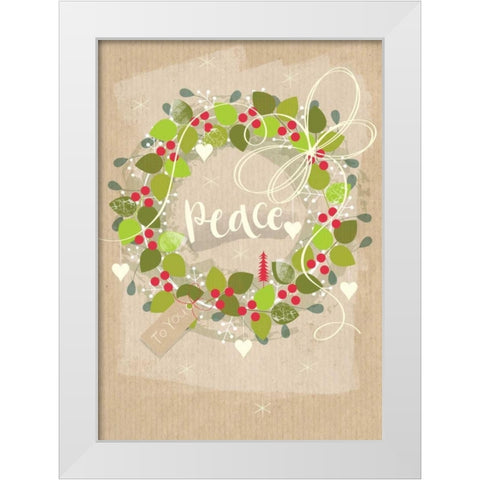 Peace Wreath White Modern Wood Framed Art Print by P.S. Art Studios