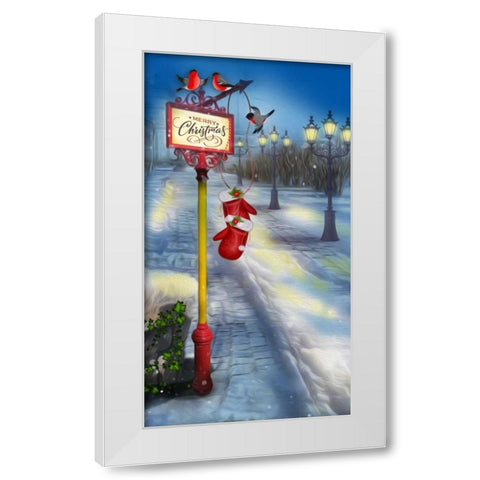 Merry Christmas White Modern Wood Framed Art Print by P.S. Art Studios