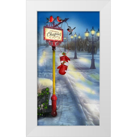Merry Christmas White Modern Wood Framed Art Print by P.S. Art Studios