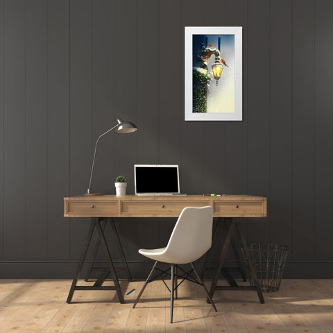 Holiday Birds White Modern Wood Framed Art Print by P.S. Art Studios