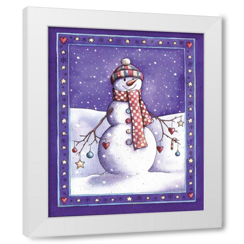 Holiday Snowman White Modern Wood Framed Art Print by P.S. Art Studios