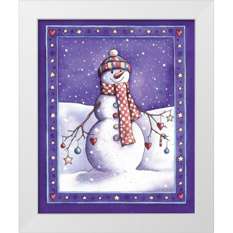 Holiday Snowman White Modern Wood Framed Art Print by P.S. Art Studios
