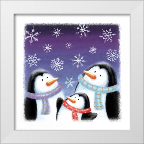 Penguins White Modern Wood Framed Art Print by P.S. Art Studios
