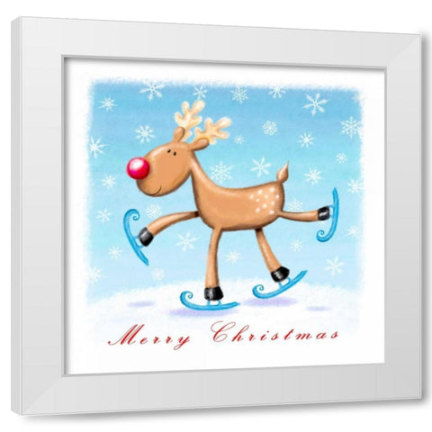 Merry Christmas White Modern Wood Framed Art Print by P.S. Art Studios
