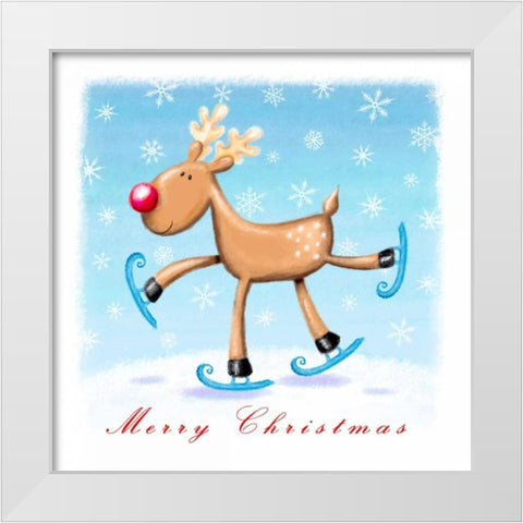 Merry Christmas White Modern Wood Framed Art Print by P.S. Art Studios