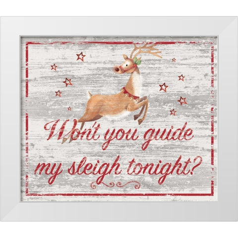 Guide My Sleigh White Modern Wood Framed Art Print by P.S. Art Studios