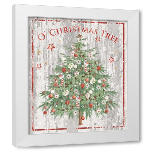 O Christmas Tree White Modern Wood Framed Art Print by P.S. Art Studios
