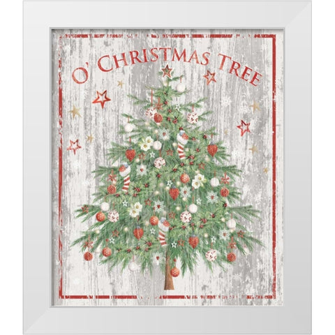 O Christmas Tree White Modern Wood Framed Art Print by P.S. Art Studios