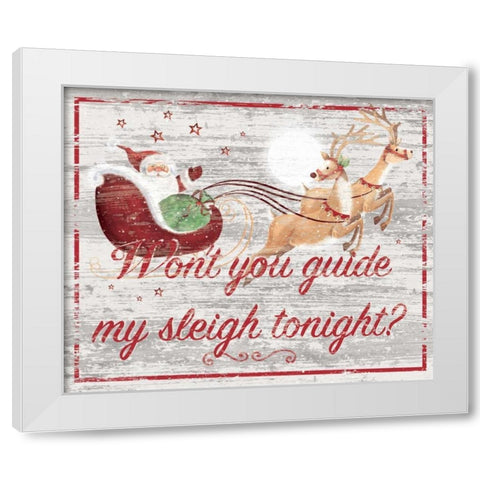 Guide My Sleigh White Modern Wood Framed Art Print by P.S. Art Studios