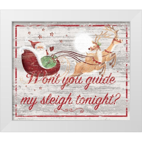 Guide My Sleigh White Modern Wood Framed Art Print by P.S. Art Studios