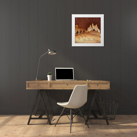 We Three Kings White Modern Wood Framed Art Print by P.S. Art Studios