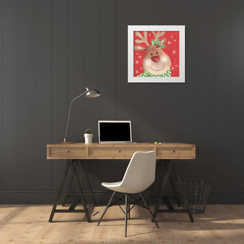Reindeer White Modern Wood Framed Art Print by P.S. Art Studios
