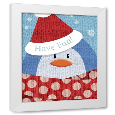 Penguin w/ Scarf White Modern Wood Framed Art Print by P.S. Art Studios