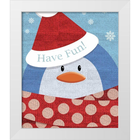 Penguin w/ Scarf White Modern Wood Framed Art Print by P.S. Art Studios
