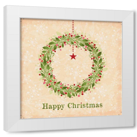 Happy Christmas White Modern Wood Framed Art Print by P.S. Art Studios