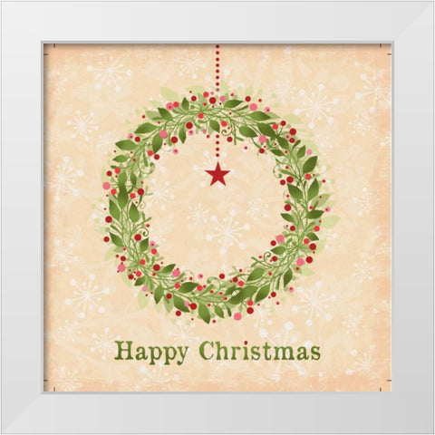 Happy Christmas White Modern Wood Framed Art Print by P.S. Art Studios