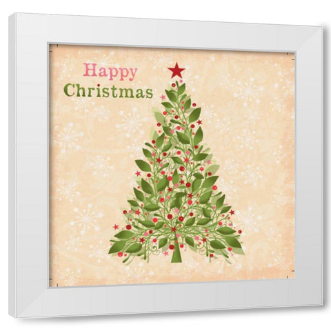 Happy Christmas White Modern Wood Framed Art Print by P.S. Art Studios