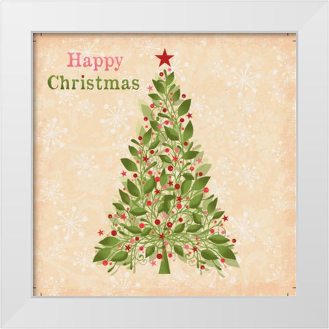 Happy Christmas White Modern Wood Framed Art Print by P.S. Art Studios