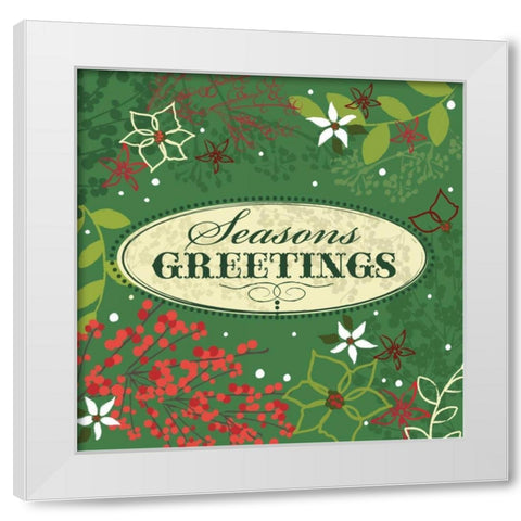 Seasons Greetings White Modern Wood Framed Art Print by P.S. Art Studios