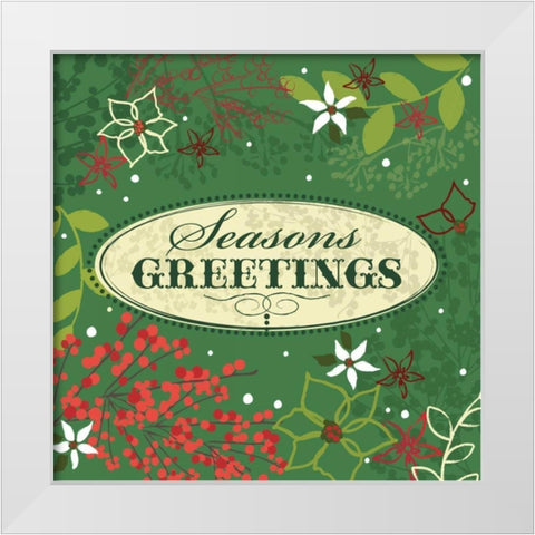 Seasons Greetings White Modern Wood Framed Art Print by P.S. Art Studios