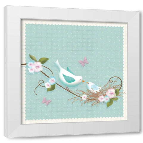 Birds I White Modern Wood Framed Art Print by P.S. Art Studios