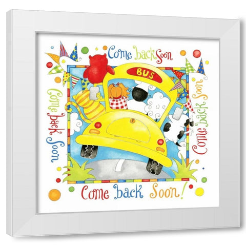 Come Back Soon White Modern Wood Framed Art Print by P.S. Art Studios