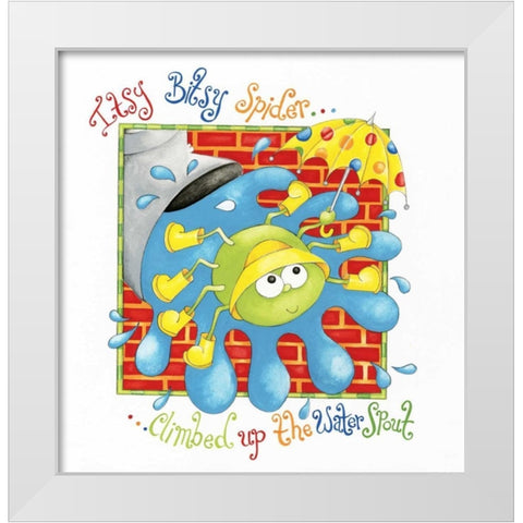 Itsy Bitsy Spider White Modern Wood Framed Art Print by P.S. Art Studios