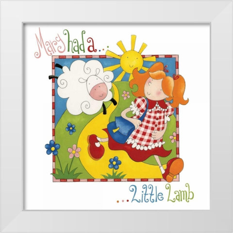 Mary Had a Little Lamb White Modern Wood Framed Art Print by P.S. Art Studios