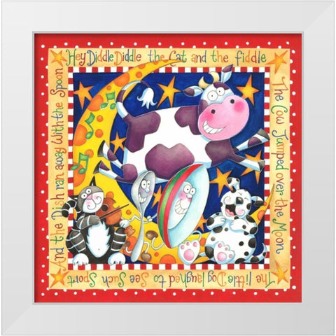 Hey Diddle Diddle White Modern Wood Framed Art Print by P.S. Art Studios