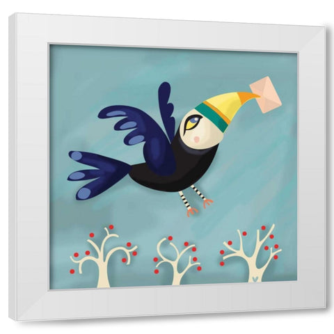 Message from a Bird White Modern Wood Framed Art Print by P.S. Art Studios