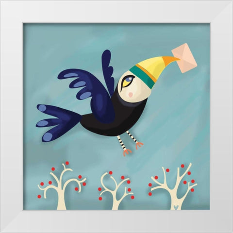 Message from a Bird White Modern Wood Framed Art Print by P.S. Art Studios
