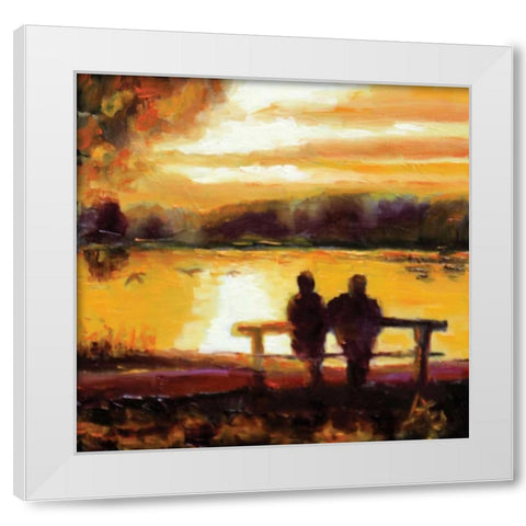 Couple Sunset White Modern Wood Framed Art Print by P.S. Art Studios