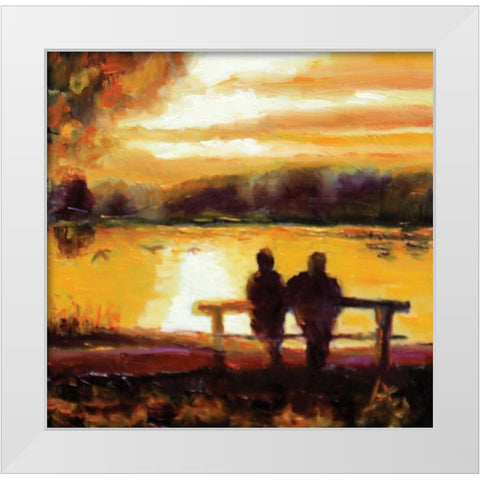 Couple Sunset White Modern Wood Framed Art Print by P.S. Art Studios