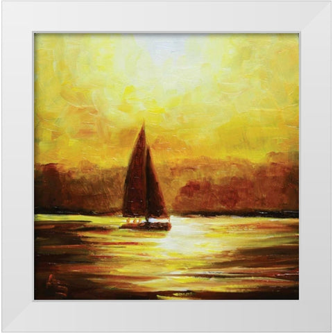 Sail Sunset White Modern Wood Framed Art Print by P.S. Art Studios