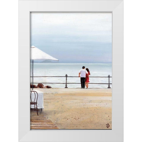 Couples Retreat White Modern Wood Framed Art Print by P.S. Art Studios
