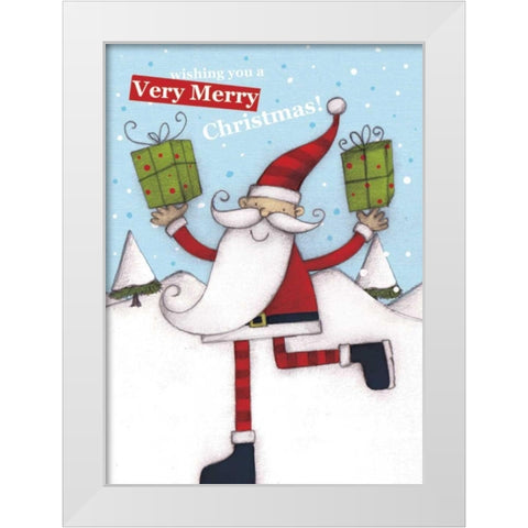 Merry Christmas White Modern Wood Framed Art Print by P.S. Art Studios