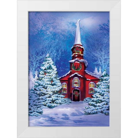 Christmas Meeting House White Modern Wood Framed Art Print by P.S. Art Studios